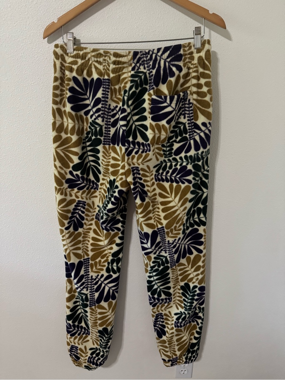Parks Project Big Sur Ferns Polar Fleece Joggers Tan Green Purple Drawstring-M - Picture 3 of 12